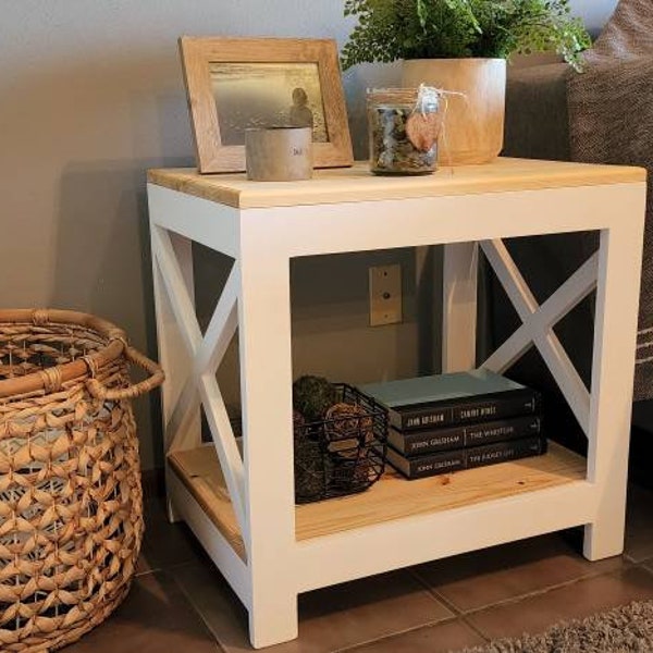 Farmhouse End Table Etsy