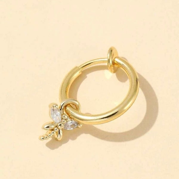 Gold Rhinestone non-piercing nose ring