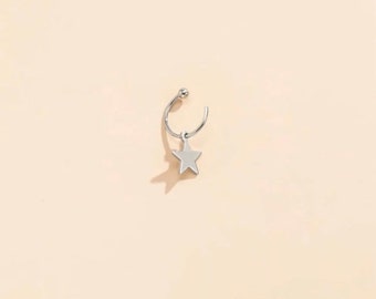 Non-piercing silver star lip ring