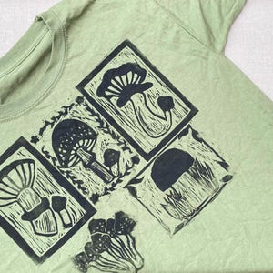 Mushroom Print T-Shirt - Lino Print Sensory Friendly Clothing