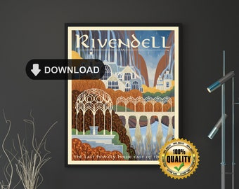 Dıgıtal Download LOTR Travel Posters RIVENDELL Poster Lord of The Rings ...