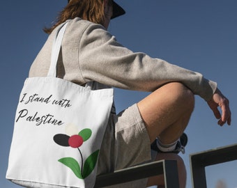 Bolso Palestina Tote, bolso "Estoy con Palestina" con los colores de la bandera palestina escritos en árabe