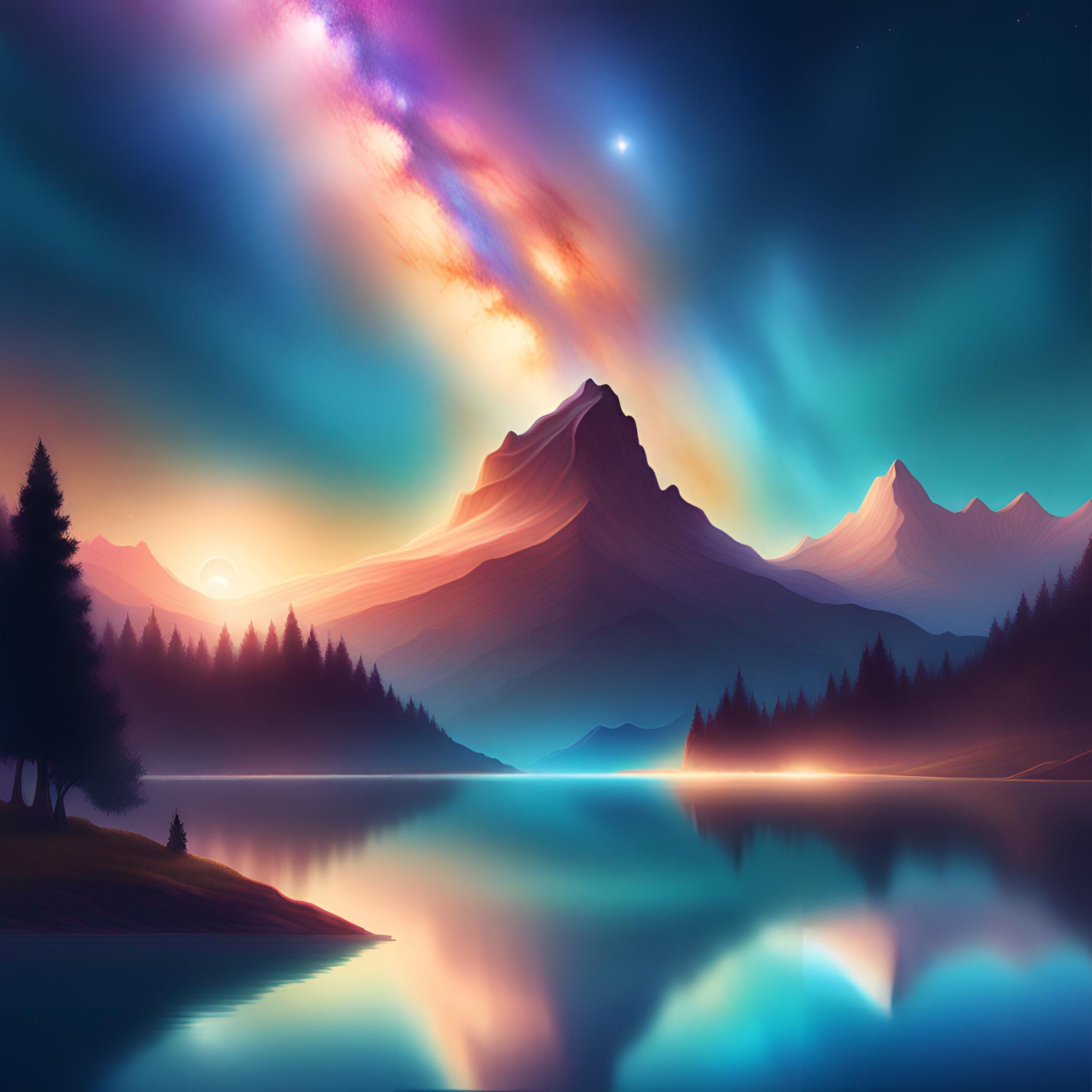 mountain-and-milky-way-digital-art-print-cosmic-landscape-printable