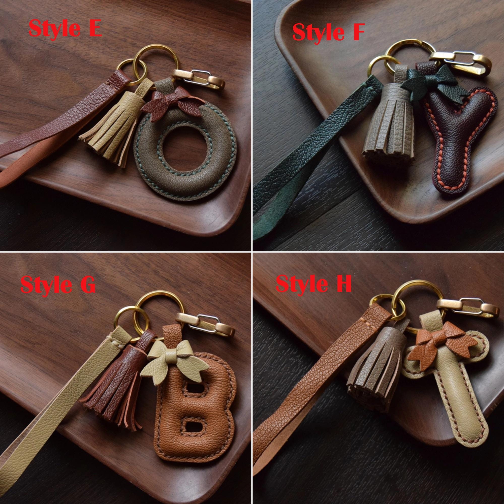Leather Name Keyring, Alphabet Bag Charm, Personalized
