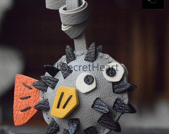 Handmade Leather Little Pufferfish Bag Charm, Cute Pufferfish Keychain Charm, Leather Handbag & Purse Charm