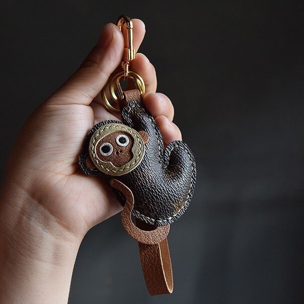 Leather Monkey Charm, Handmade Monkey Leather Bag Charm, Leather