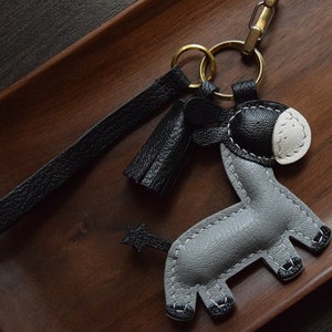 Leather Donkey Charm, Handmade Leather Bag Charm, Leather Handbag and Purse Charm, Cute Donkey Keychain, Leather Gift, Bag Charm for Handbag