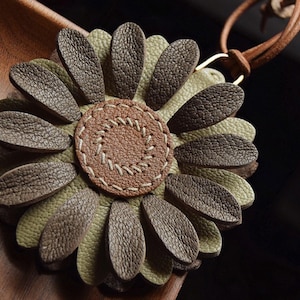 Leather Flower Charm, Handmade Leather Bag Charm, Leather Handbag and Purse Charm, Flower Keychain, Handmade Leather Gift
