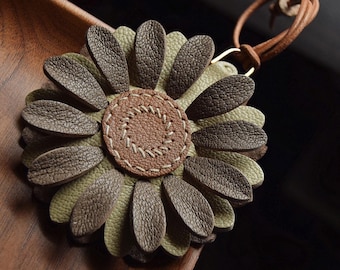 Leather Flower Charm, Handmade Leather Bag Charm, Leather Handbag and Purse Charm, Flower Keychain, Handmade Leather Gift