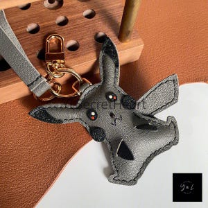 Leather Black Pikachu Charm, Leather Bag Charm, Leather Handbag and Purse Charm, Cute Pikachu Keychain, Leather Gift, Bag Charm for Handbag