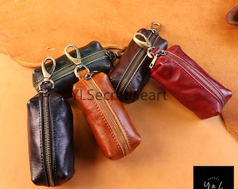 Leather Coin Purse, Leather Purse, Leather Organizer, Cute Coin Purse Keychain, Leather Protective Case for Keys, Leather Pouch