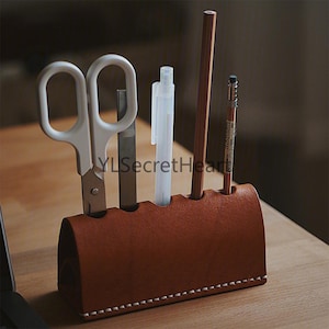 Leather Pen Pot, Pen Holder, Pencil Holder, Pen Cup, Leather Cosmetic Holder, Original Design Pen Storage, Leather Home Office Decor