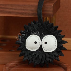 Leather Pac-man Bag Charm, Handmade Ghost Charm, Cute Ghost
