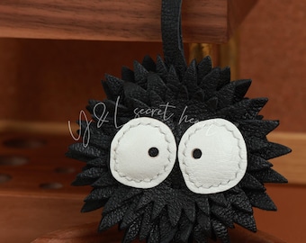 Dust Bunny Leather Charm, Leather Bag Charm, Leather Handbag and Purse Charm, Dust Spirits Keychain, Leather Gift, Bag Charm for Handbag