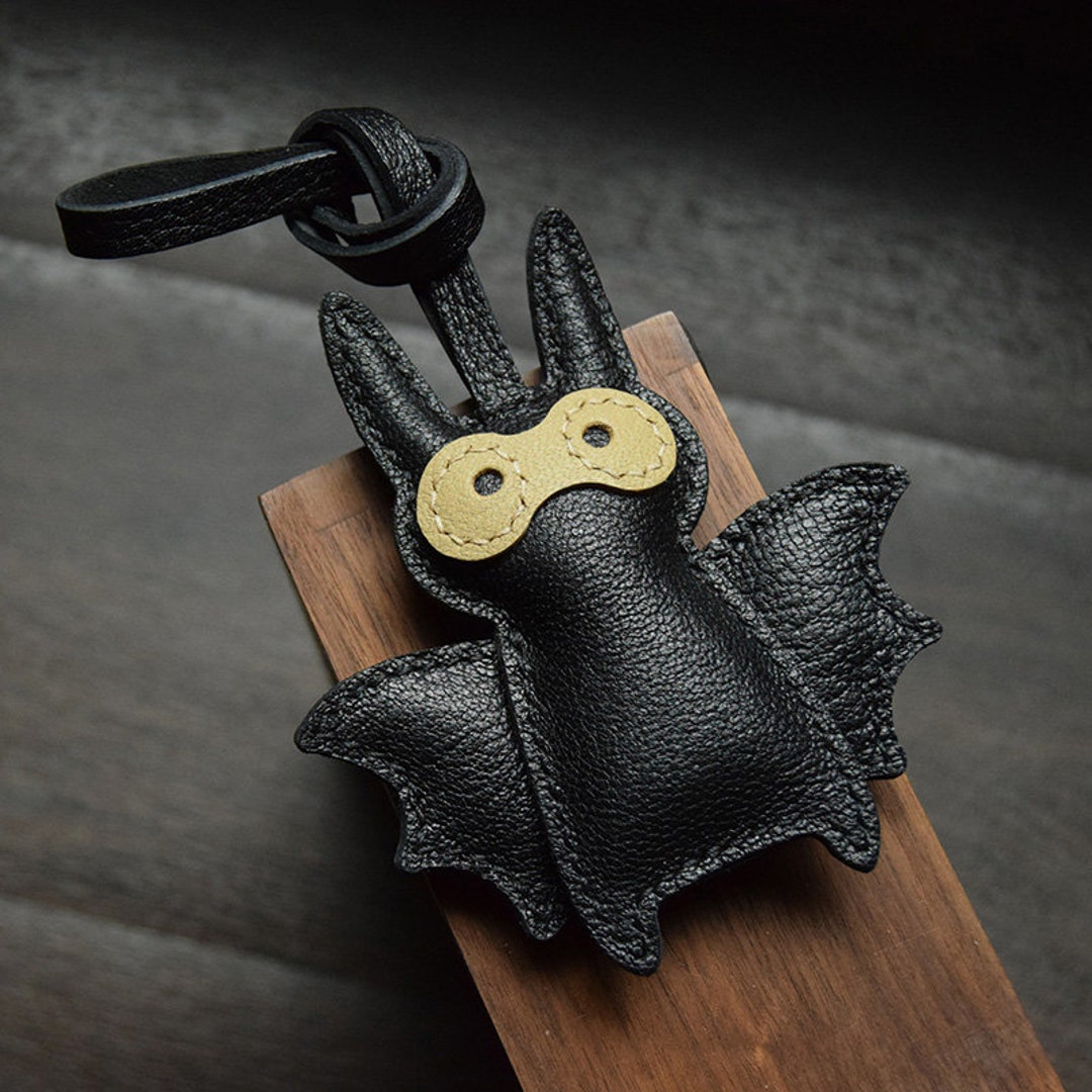 Leather Bat Charm, Handmade Bat Bag Charm, Cute Bat Leather Handbag and Purse Charm, Bat
