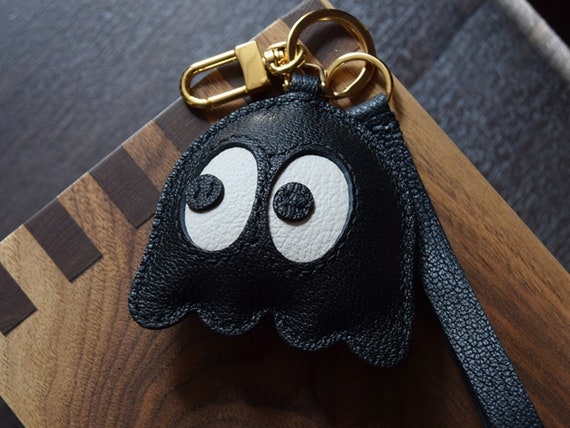 Leather Pac-man Bag Charm Handmade Ghost Charm Cute Ghost 