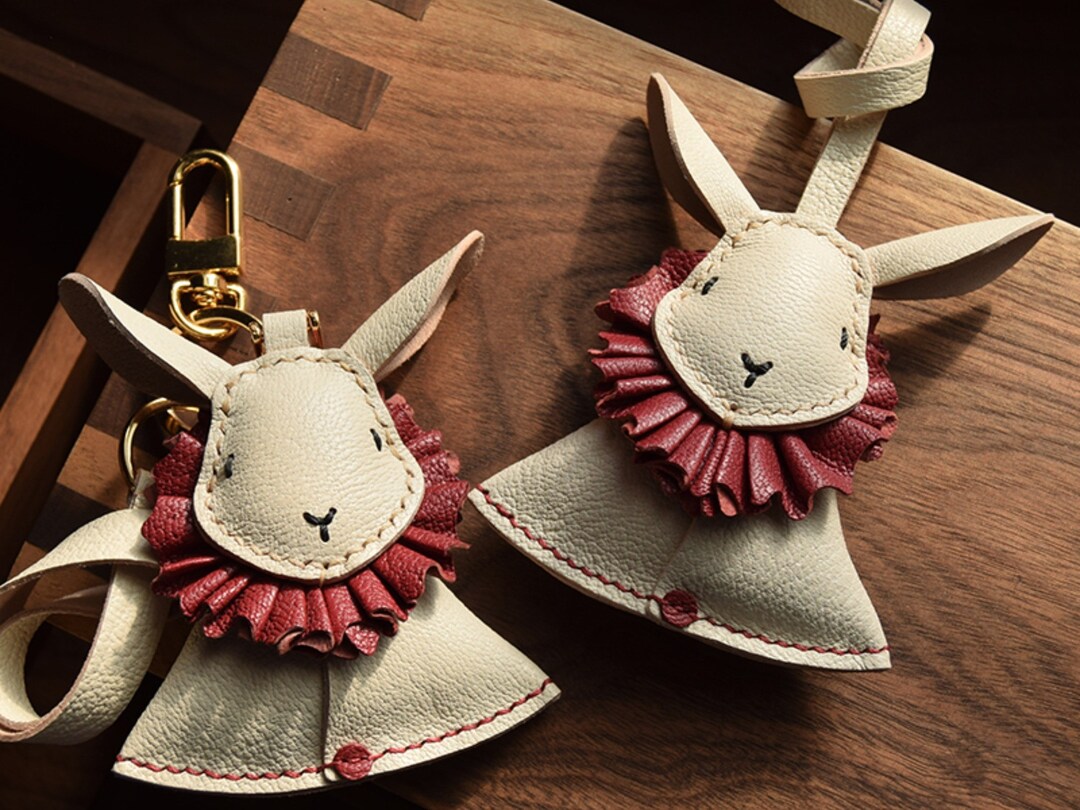 Leather Rabbit Charm, Rabbit Bag Charm, Cute Rabbit Leather Handbag