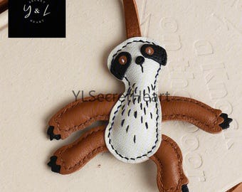 Leather Folivora Charm, Handmade Leather Bag Charm, Leather Handbag and Purse Charm, Cute Folivora Keychain, Handmade Leather Gift