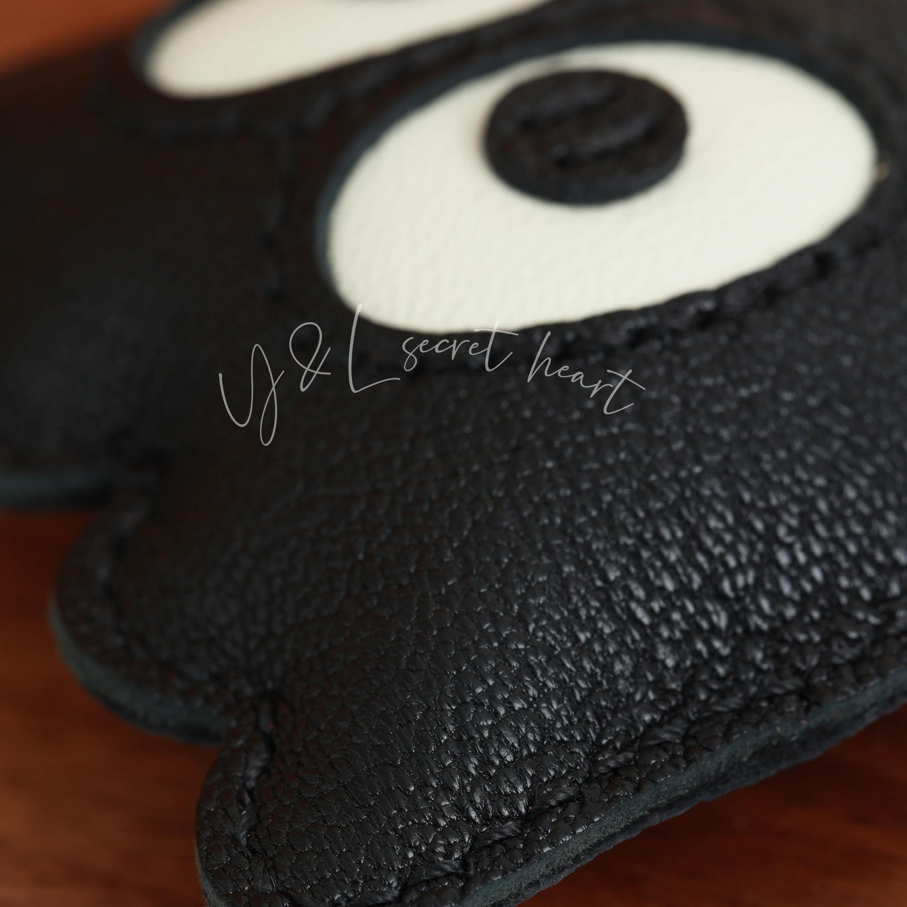Leather Pac-man Bag Charm, Handmade Ghost Charm, Cute Ghost Leather Pac-man Bag Charm, Handmade Ghost Charm, Cute Ghost