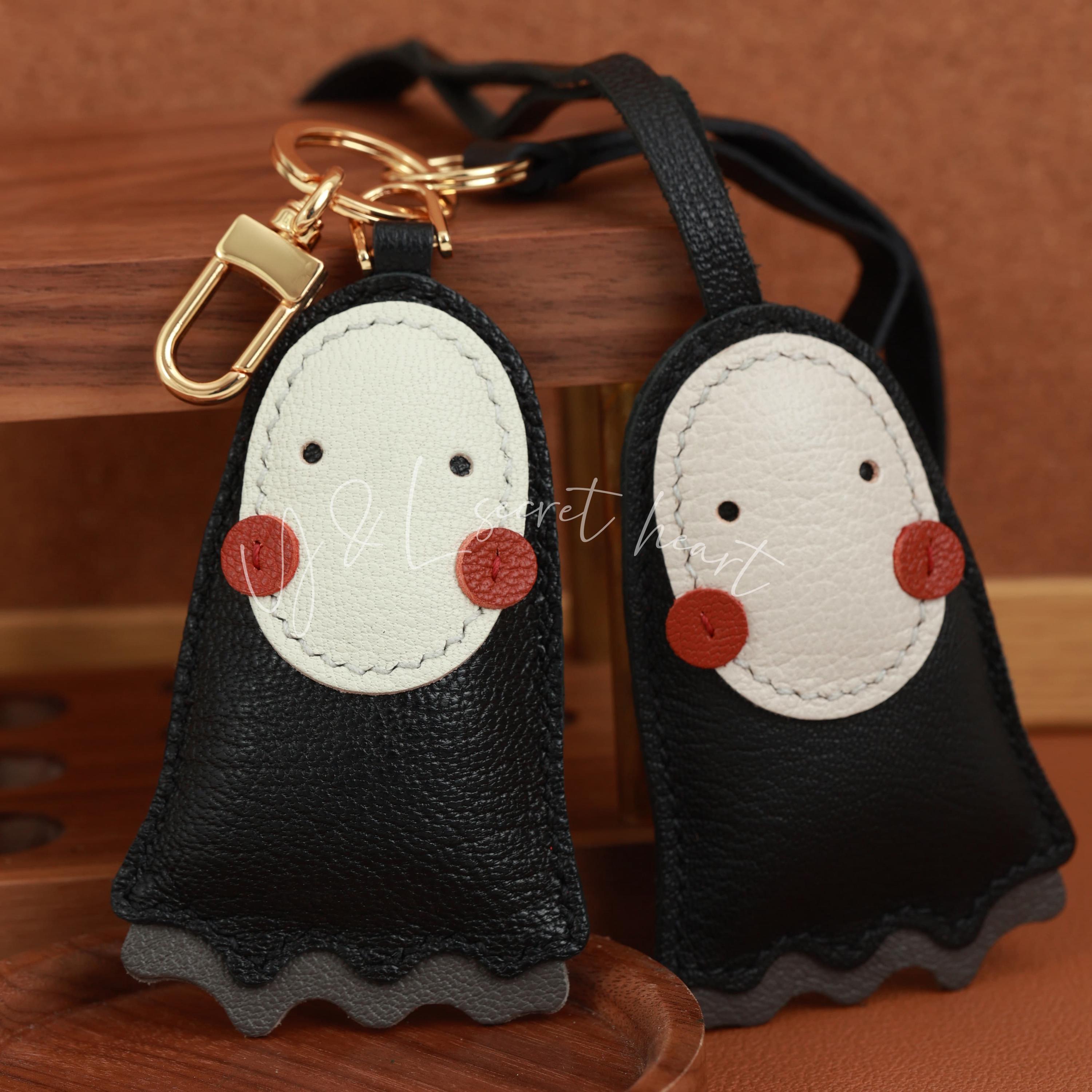 Leather No Face Faceless Bag Charm, Handmade Anime Kaonashi Charm