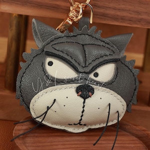 Leather Cat Charm, Handmade Leather Cat Bag Charm, Leather Handbag and Purse Charm, Cute Cat Keychain, Handmade Leather Gift