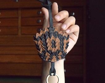 Snake Scale Leather Bag Charm, Handmade Leather Snakeskin Charm, Leather Handbag and Purse Charm, Inimitable Keychain, Handmade Leather Gift