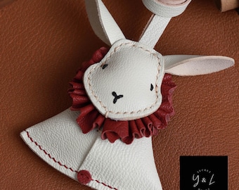 Leather Rabbit Charm, Rabbit Bag Charm, Cute Rabbit Leather Handbag/ Purse Charm, Bunny Keychain, Gift for her, Bag Charm for Handbag