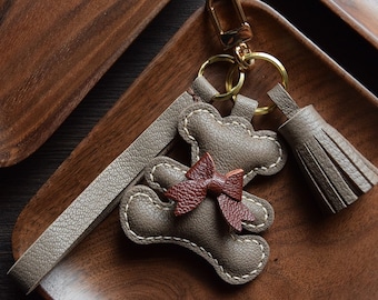 Leather Bear Charm, Handmade Bear Charm, Cute Bear Leather Handbag/ Purse Charm, Bear Keychain, Kelly Bag Charms, Leather Gift