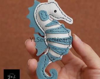 Leather Seahorse Charm, Handmade Leather Seahorse Bag Charm, Leather Handbag and Purse Charm, Cute Seahorse Keychain, Handmade Leather Gift