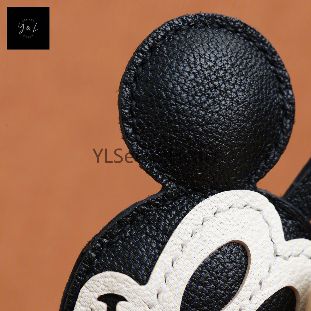 Leather Mickey Charm, Handmade Leather Mickey Bag Charm, Leather 