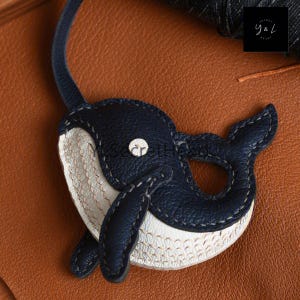 Leather Whale Charm, Whale Bag Charm, Cute Whale Leather Handbag and Purse Charm, Whale Keychain, Leather Gift, Bag Charm for Handbag