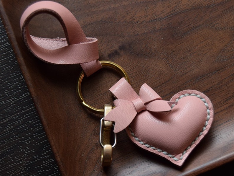 Leather Heart Bag Charm Handmade Heart Car Charm Cute Heart Etsy
