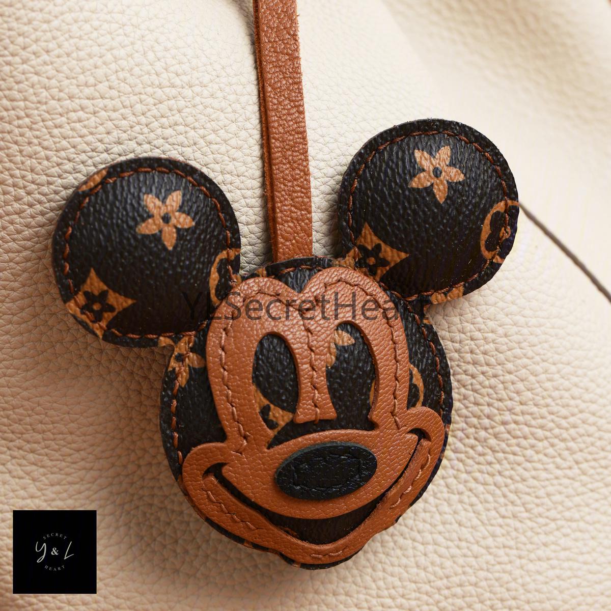 新品☆Mickey Mause／Leather Charm Leather Mickey Charm, Handmade Leather Mickey Bag Charm