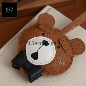 Leather Teddy Bear Charm, Handmade Teddy Bear Bag Charm, Cute Bear Leather Handbag and Purse Charm, Bear Keychain, Handmade Leather Gift