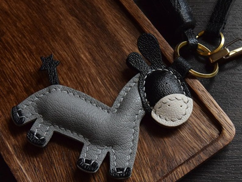 Leather Donkey Charm, Handmade Leather Bag Charm, Leather Handbag and ...