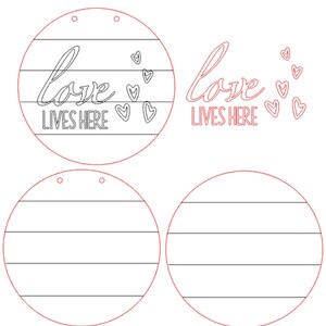 Round Shiplap Farmhouse SVG, Glowforge cut file / Love Lives Here SVG / Shiplap round with holes / Glowforge Ready / Door hanger