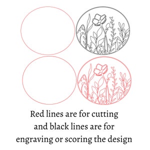 Round Floral Spring Farmhouse SVG / Ready with Cut and Engrave Lines for Glowforge Laser / Floral Round / Flowers SVG / Door Hanger SVG