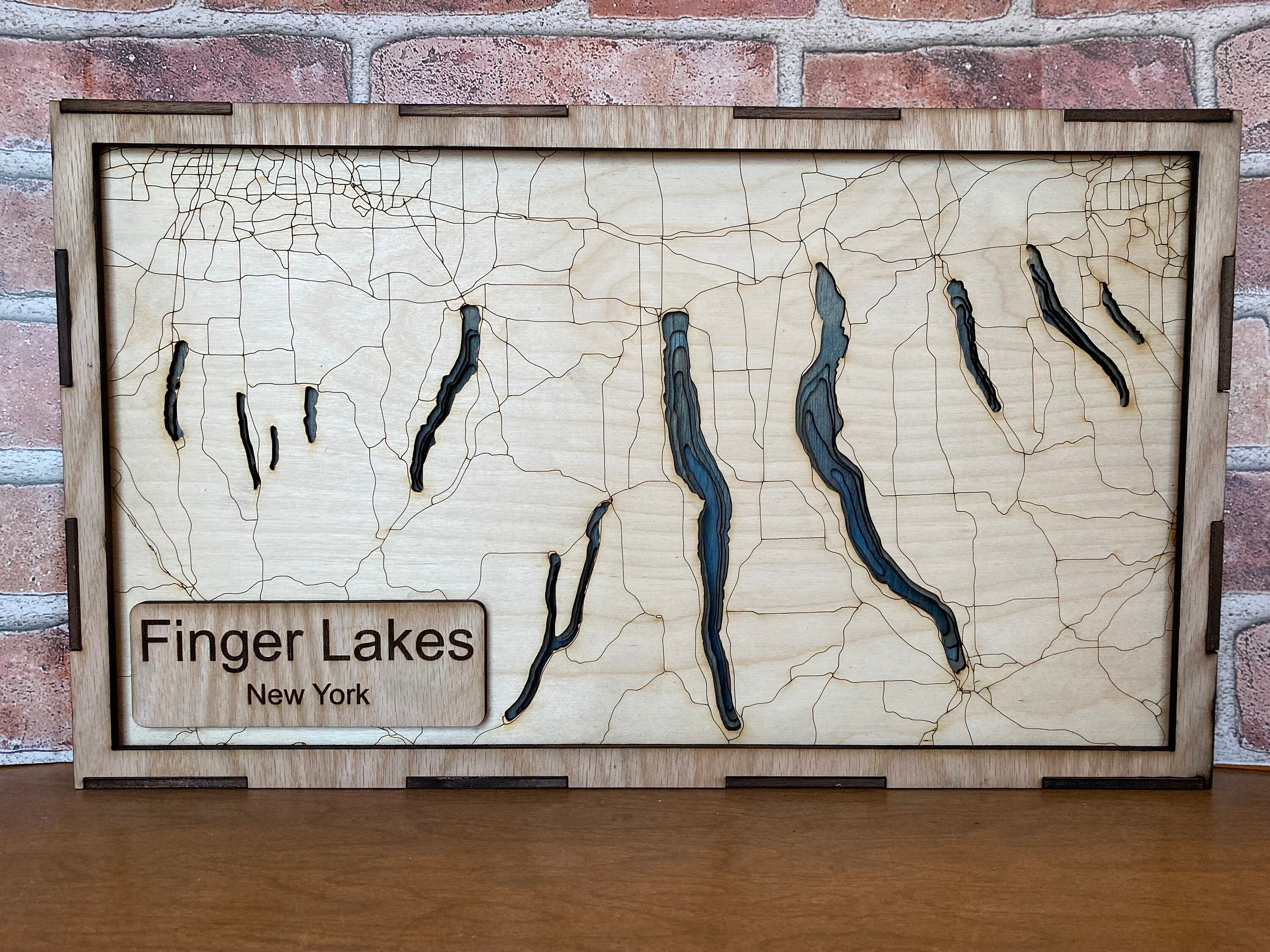 New York Finger Lakes Laser Cut Depth Map Etsy