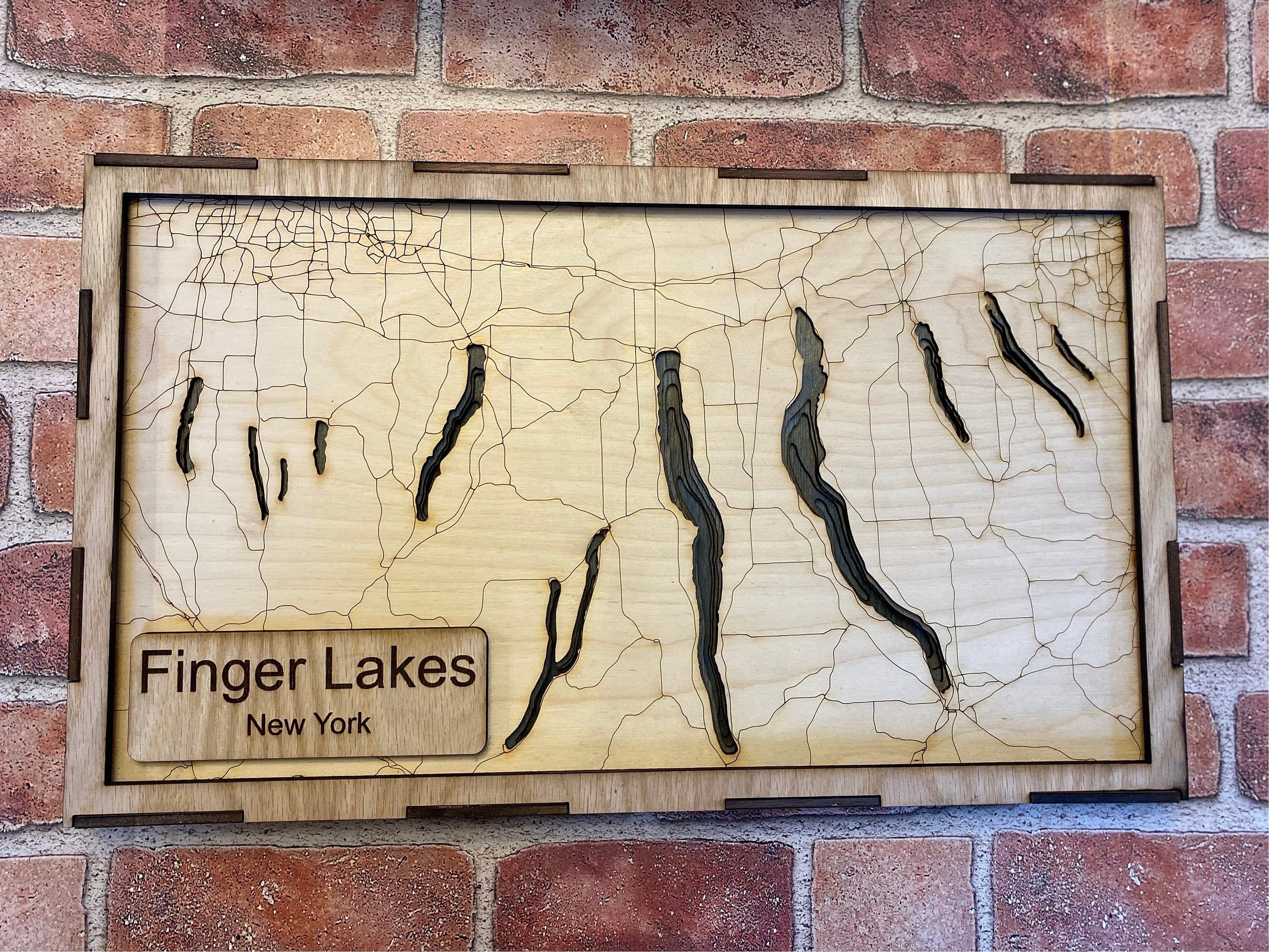 New York Finger Lakes Laser Cut Depth Map Etsy