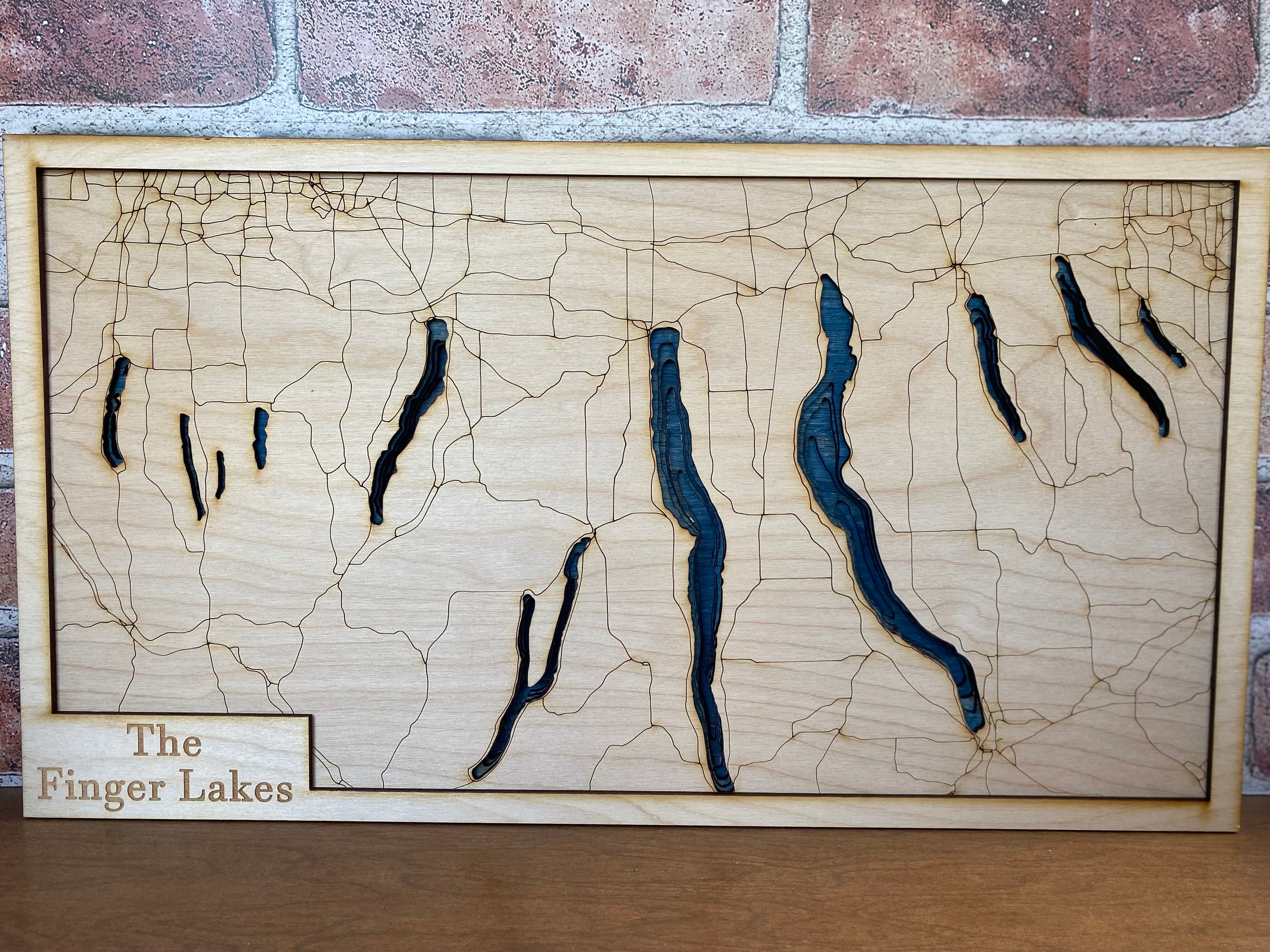 New York Finger Lakes Laser Cut Depth Map Etsy