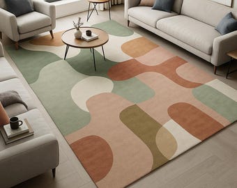 Hand Tufted New Zealand Wool Rug: Modern Minimalist Concentric Design