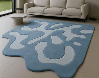 Hand Tufted Wool Area Rug: Irregular Shape, Handmade 8x10, 9x12, 10x14