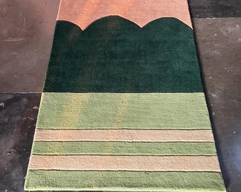 Tapete de lã tufado à mão: design antigo feito à mão, 8x10