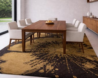 Hand Tufted Wool Area Rug | Modern Abstract Sunburst Design, 5x7