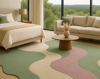 Hand-Tufted Wool Area Rug: Modern Colors, Handmade 8x10, 9x12, 10x14
