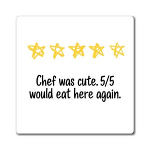 Cute Chef Review Magnet, Funny Kitchen Decor, Gift for Foodies, Refrigerator Magnet, Kitchen Gift, Chef Appreciation