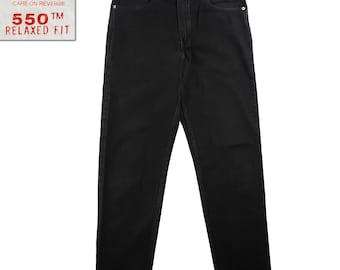 Levi's 550 Vintage Jeans 90s Relaxed Fit Batwing USA Black Denim Men's 34x34