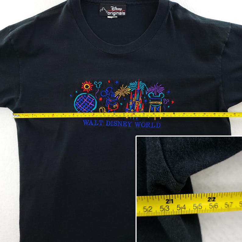 Walt Disney World Vintage T-Shirt Mickey Fireworks Embroidered Single Stitch 90s