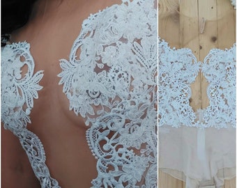 White Lace Cap Sleeves Backless Bridal Top Wedding Separates Bridal Bodysuit Wedding dress