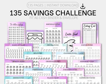 Printable A6 Savings Challenge Bundle | Cash Envelope Inserts, A6 Savings Tracker,  A6 Budget Binder, A6 Binder Insert, A6 Cash Binder